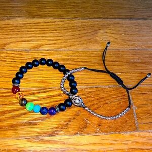 Bracelet lot of two, bead and metal- faith